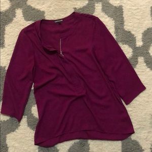 Express 3/4 sleeve zipper blouse